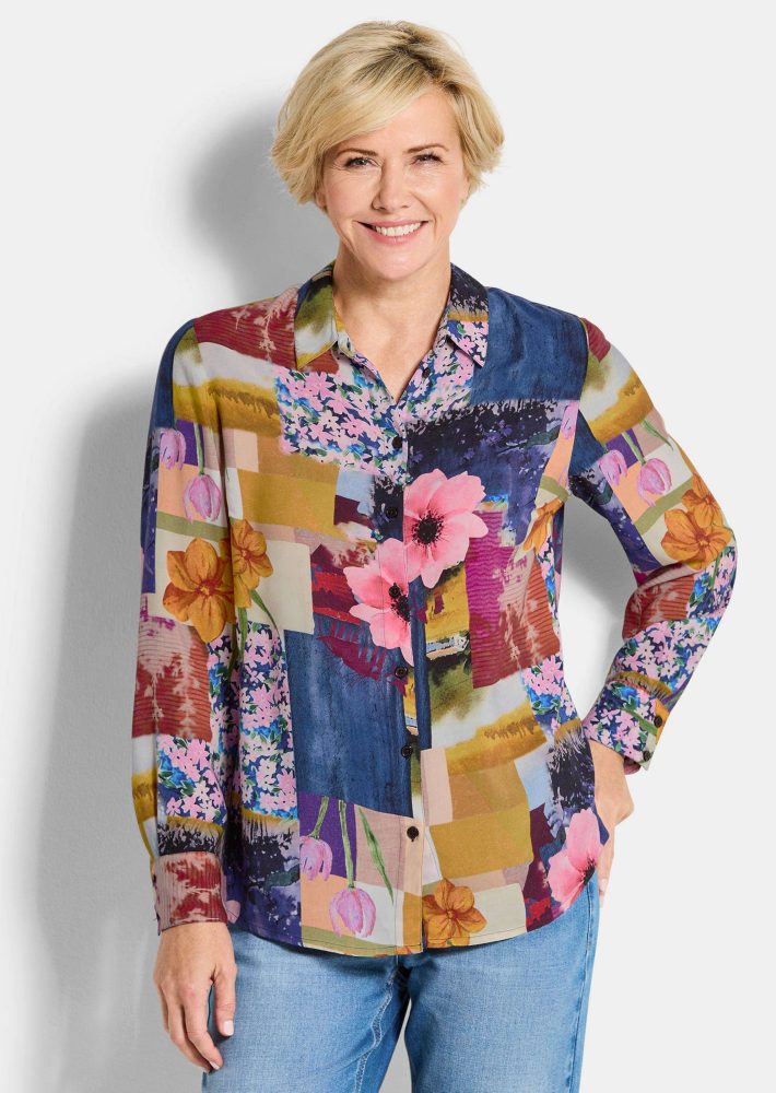 Hemdbluse aus Viskose im Mustermix - bunt / gemustert - Gr. 25 von Goldner Fashion