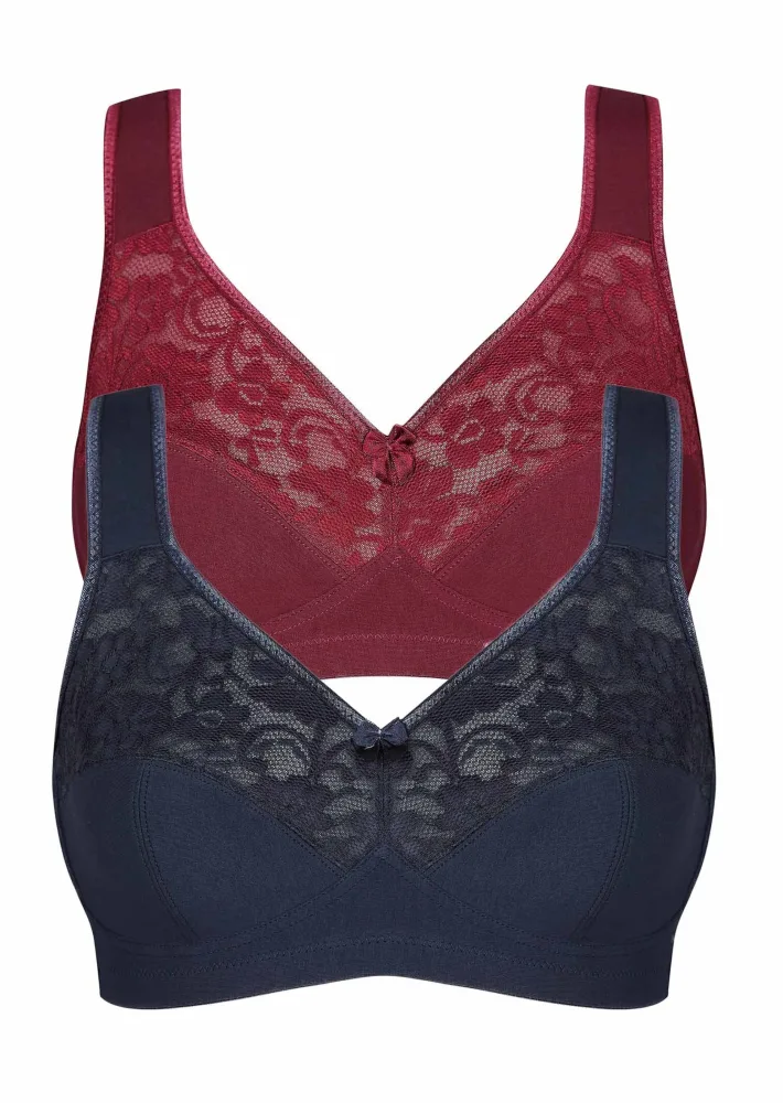 Bügelloser BH im 2er-Pack - dunkelrot / dunkelblau - Gr. 85 B von Goldner Fashion