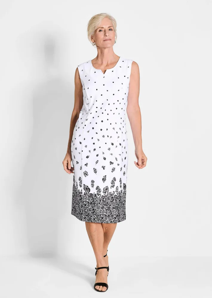 Druckkleid in Jerseyqualität - schwarz / weiss / gemustert - Gr. 20 von Goldner Fashion
