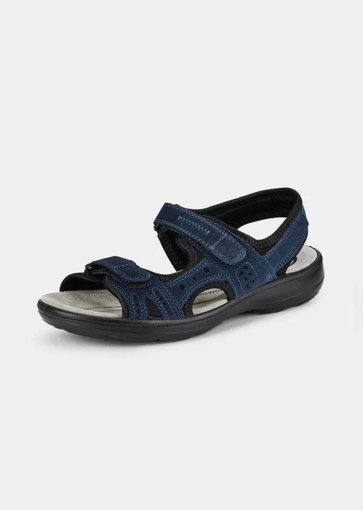 Leder-Sandalen mit Klettverschluss - marine - Gr. 36 von Goldner Fashion