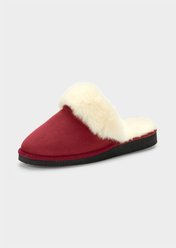 Pantoffeln aus Lammfell - rot - Gr. 42 von Goldner Fashion