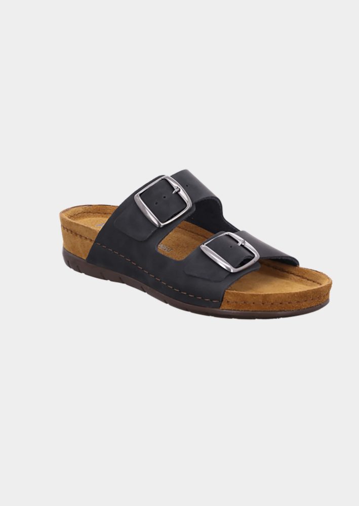 Leder-Pantoletten mit verstellbaren Schnallen - schwarz - Gr. 36 von Goldner Fashion