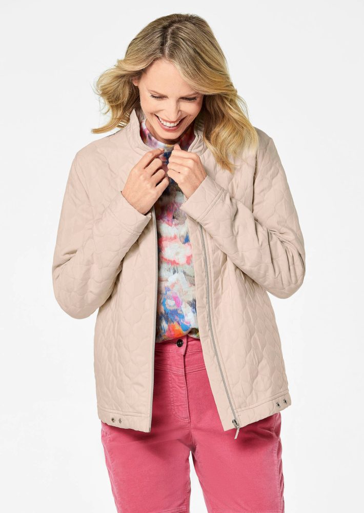 Jacke in wabenförmiger Stepp-Optik - stein - Gr. 20 von Goldner Fashion