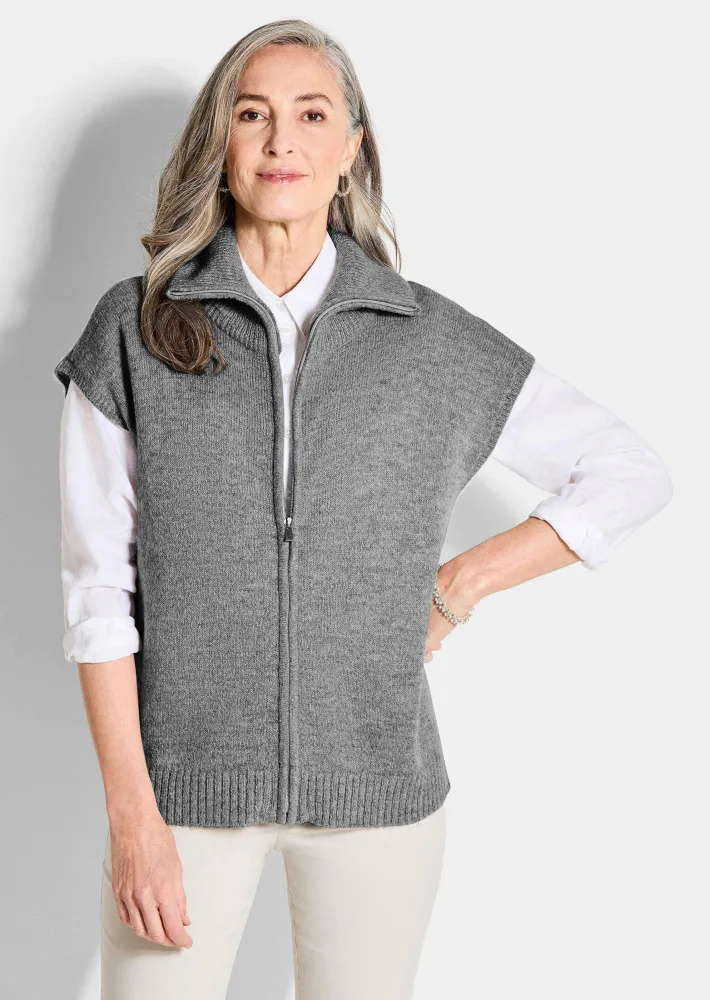 Strickweste - grau / méliert - Gr. 19 von Goldner Fashion