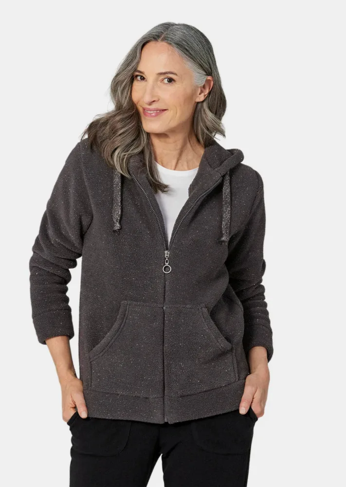 Kuschelige Flausch-Freizeitjacke - anthrazit / silberfarben - Gr. 22 von Goldner Fashion