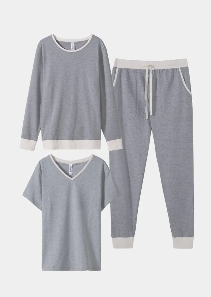 3-teiliges Loungewear-Set - grau / méliert - Gr. 38 von Goldner Fashion