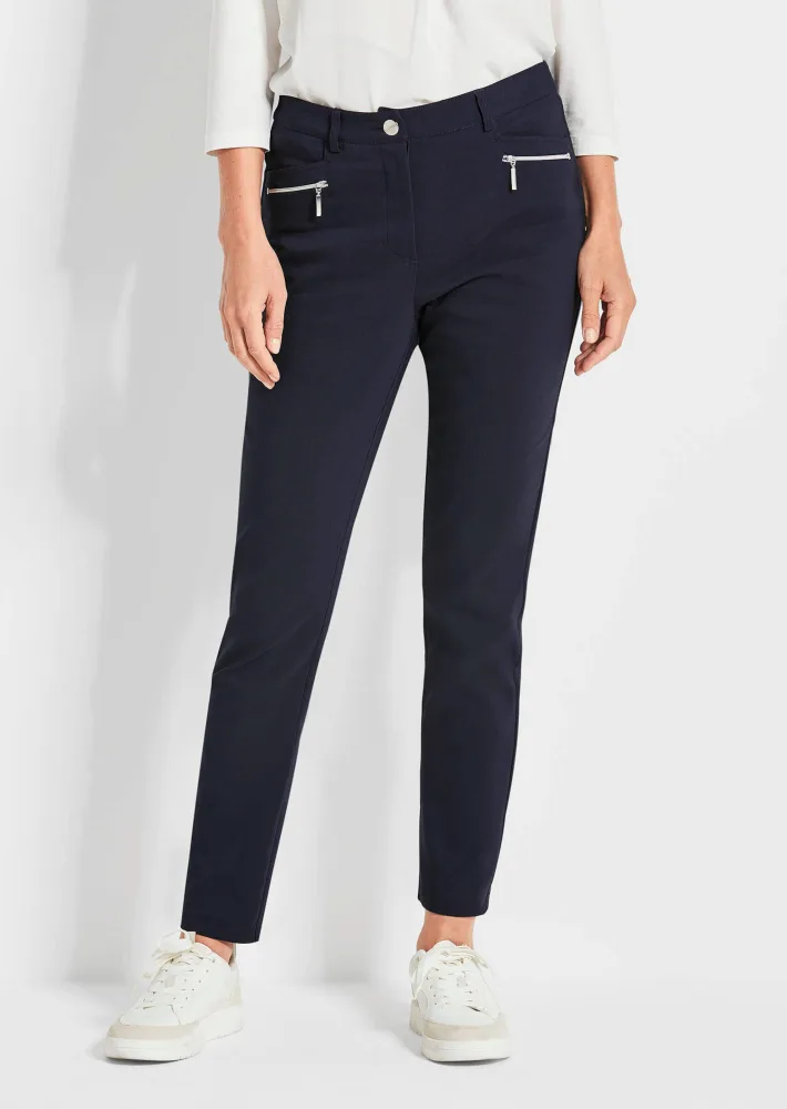 Bauchweghose BELLA mit schmalem Bein - marine - Gr. 21 von Goldner Fashion