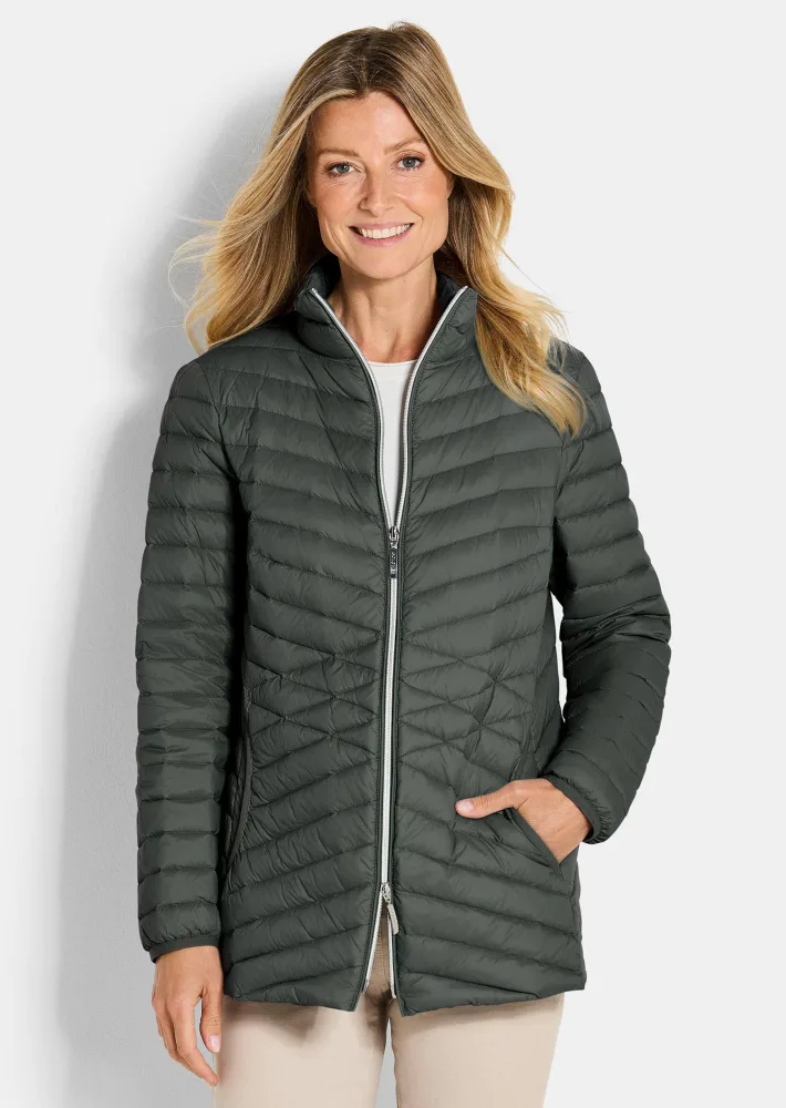Daunenjacke mit femininer Steppung - khaki - Gr. 21 von Goldner Fashion