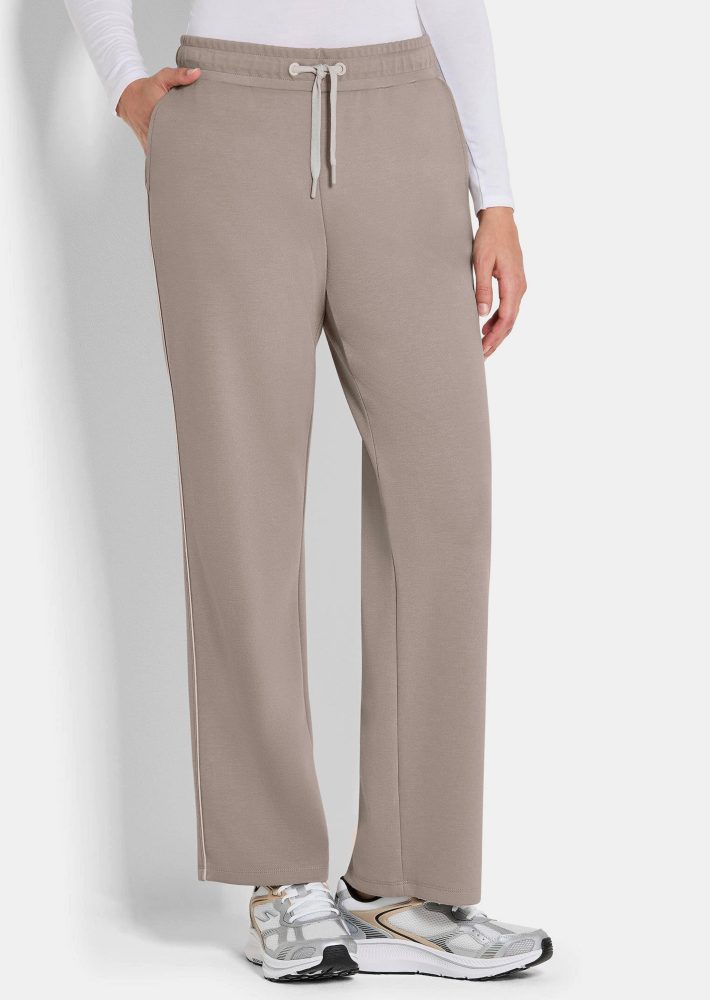 Sweathose mit seitlicher Paspel - taupe - Gr. 38 von Goldner Fashion