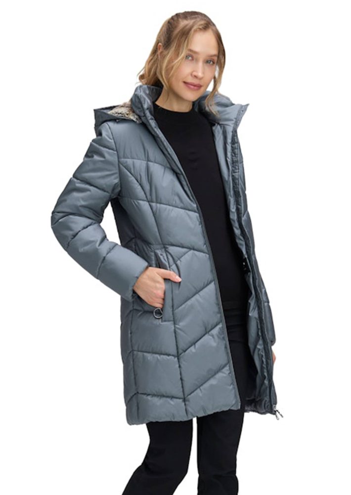 Lange Outdoorjacke mit 2-Wege-Reissverschluss - mint - Gr. 40 von Goldner Fashion