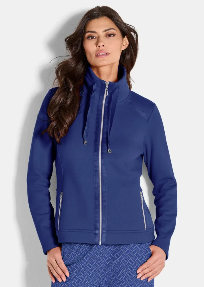 Sweatjacke mit Satin-Bändern - royalblau - Gr. 19 von Goldner Fashion