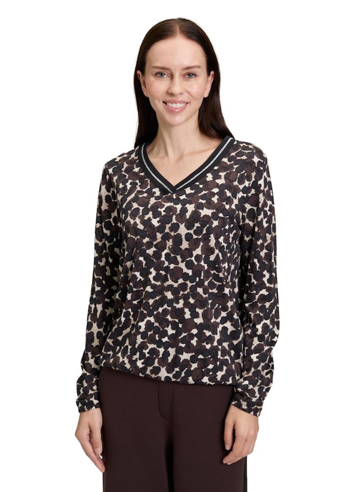 Shirt aus Baumwolle und Modal - braun / beige - Gr. 40 von Goldner Fashion
