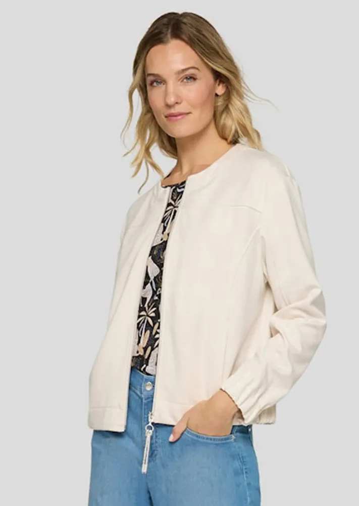 Blouson aus Jersey mit Reissverschluss - cremeweiss - Gr. 38 von Goldner Fashion