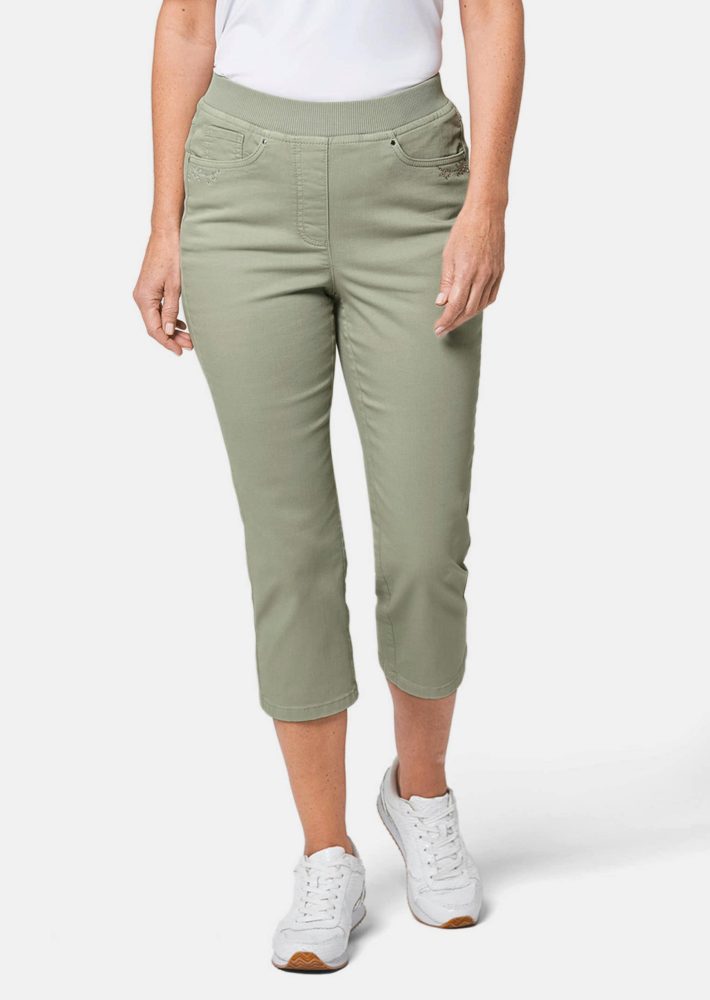 3/4-Jeansschlupfhose - graugrün - Gr. 195 von Goldner Fashion