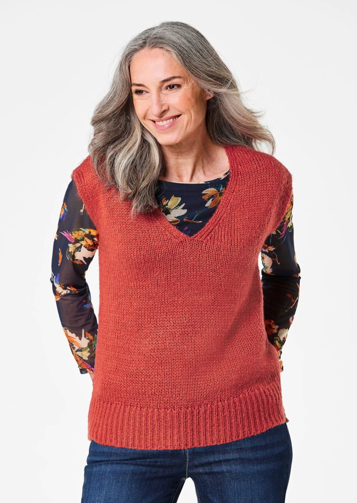 Pullunder mit V-Ausschnitt - rot - Gr. 46 von Goldner Fashion