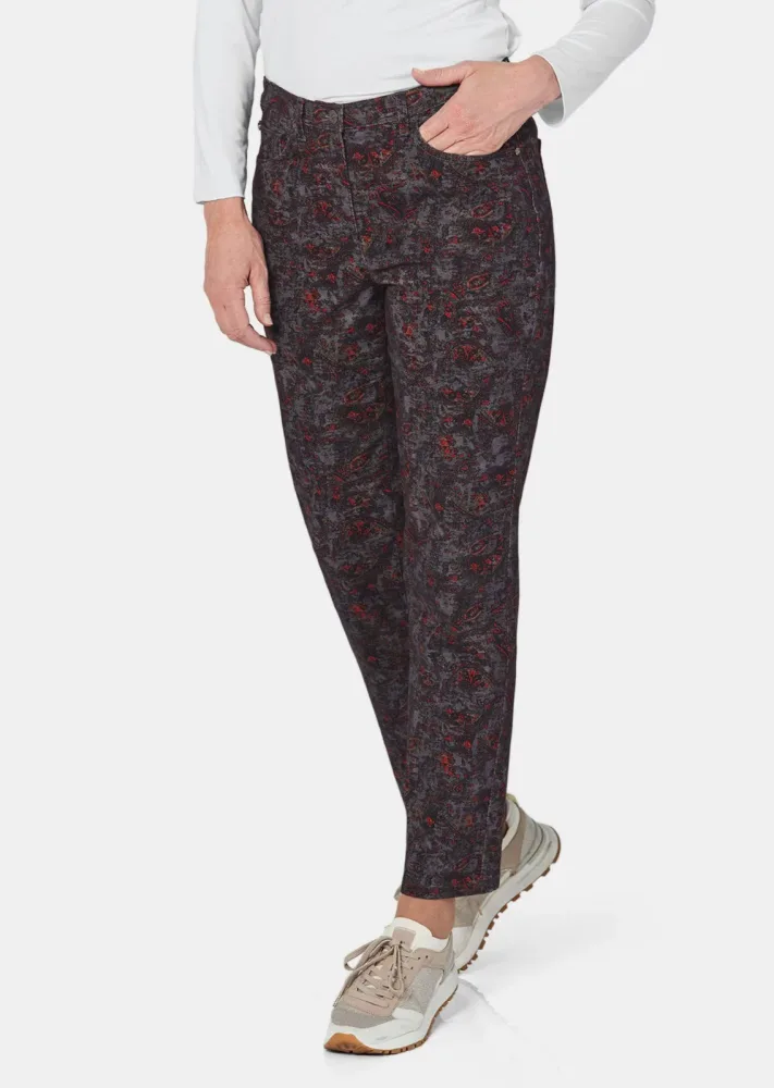 Druckhose LOUISA mit Paisley-Muster - anthrazit / gemustert - Gr. 275 von Goldner Fashion