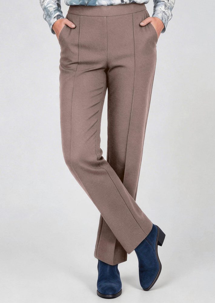 Hose CARLA aus weichem Jersey-Flanell - taupe - Gr. 27 von Goldner Fashion