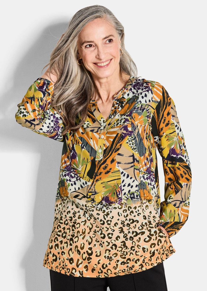 Bluse mit Animal Print - honig / gemustert - Gr. 21 von Goldner Fashion