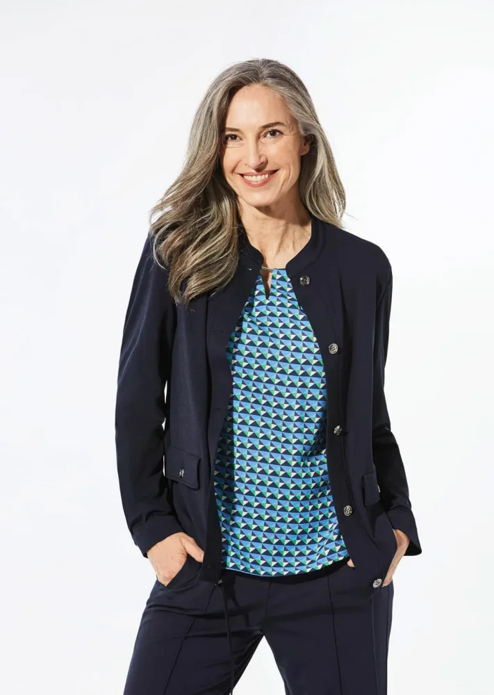 Blouson mit Stehkragen - marine - Gr. 22 von Goldner Fashion
