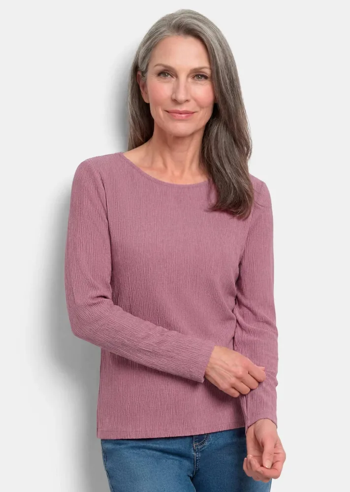 Jersey-Shirt in Crêpe-Optik - altrosé - Gr. 21 von Goldner Fashion