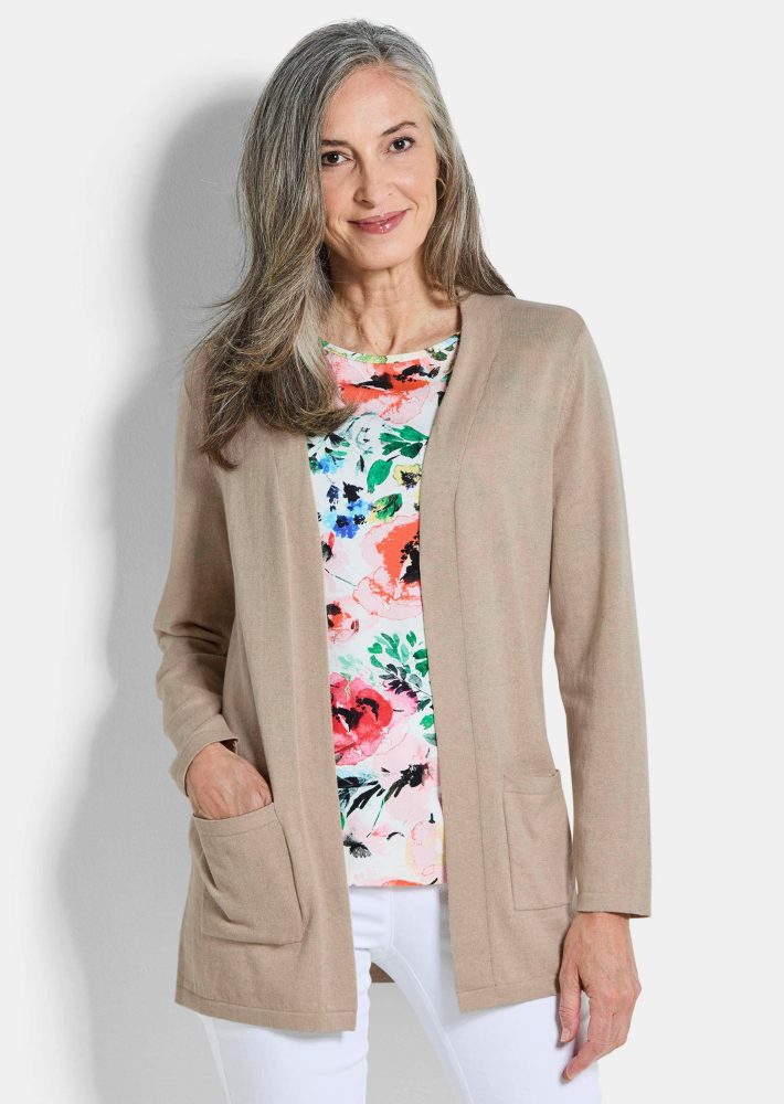 Verschlussloser Cardigan aus COTTAMIRA - beige - Gr. 23 von Goldner Fashion