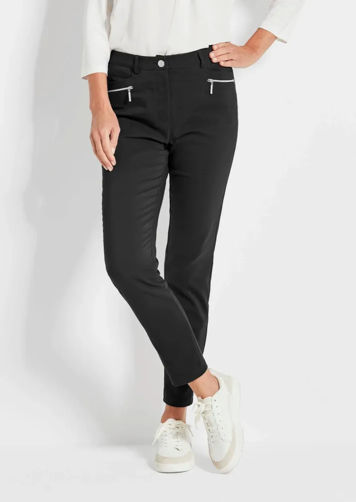 Bauchweghose BELLA mit schmalem Bein - schwarz - Gr. 195 von Goldner Fashion