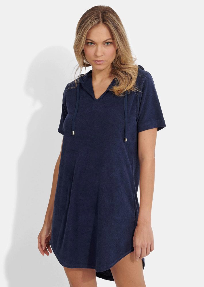 Frotteekleid mit Kapuze - marine - Gr. 22/23 von Goldner Fashion
