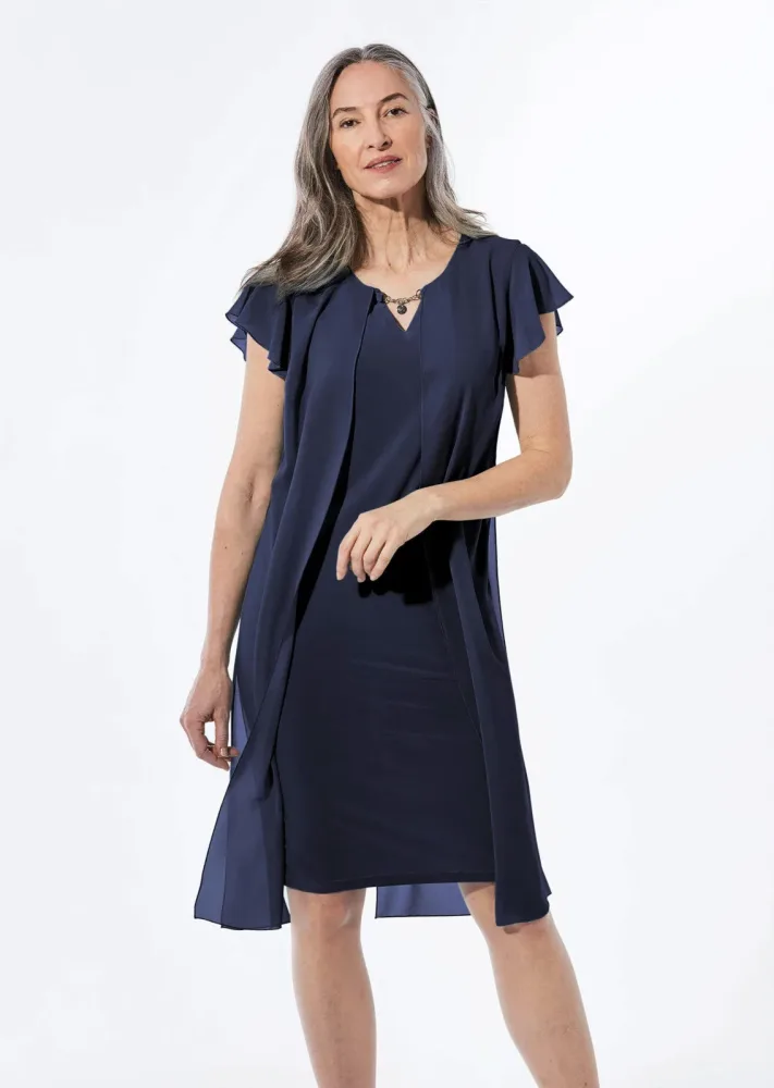 Kleid - marine - Gr. 24 von Goldner Fashion