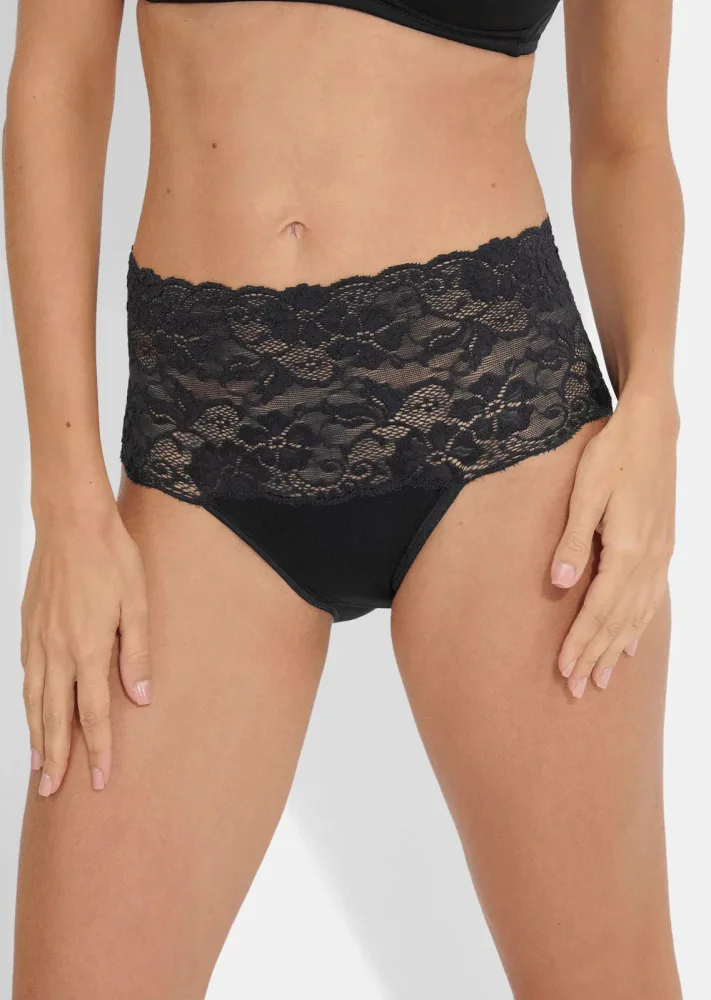 Taillenslip aus Bio-Baumwolle im 2er-Pack - schwarz - Gr. 38 von Goldner Fashion