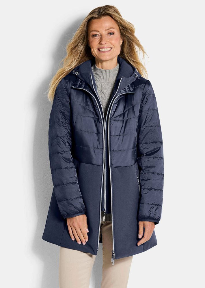 Steppmantel mit Softshell-Einsatz - marine - Gr. 19 von Goldner Fashion