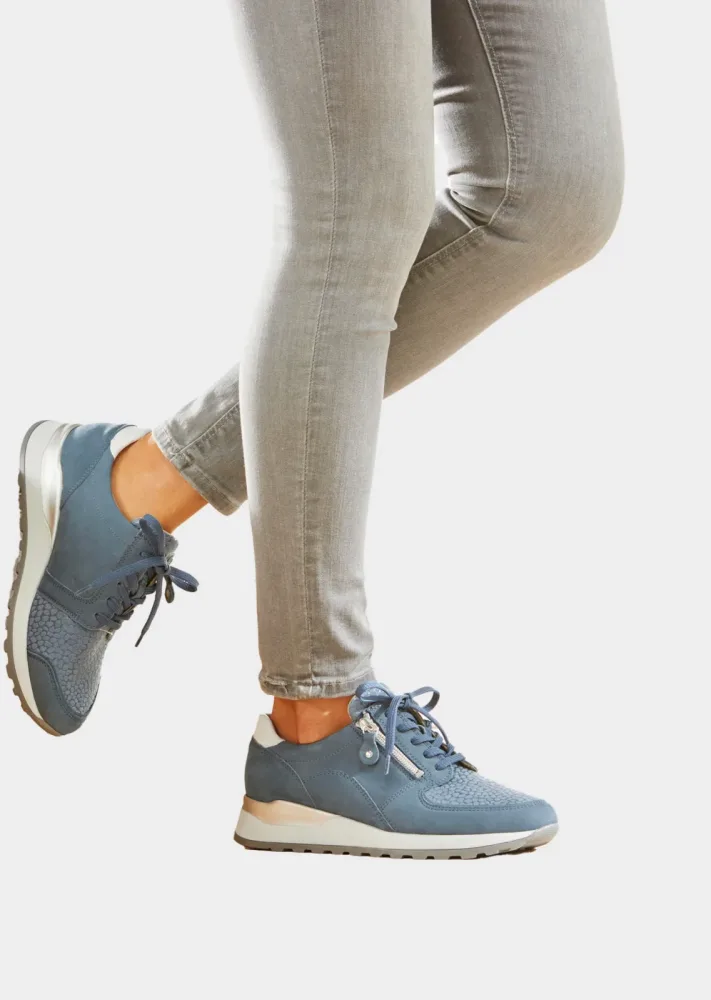 Hallux-Sneaker in Leder-Textil-Mix - blau - Gr. 37,5 von Goldner Fashion