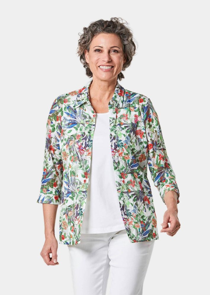 Attraktives Set aus Spitzenbluse und Jerseytop - bunt / gemustert - Gr. 19 von Goldner Fashion