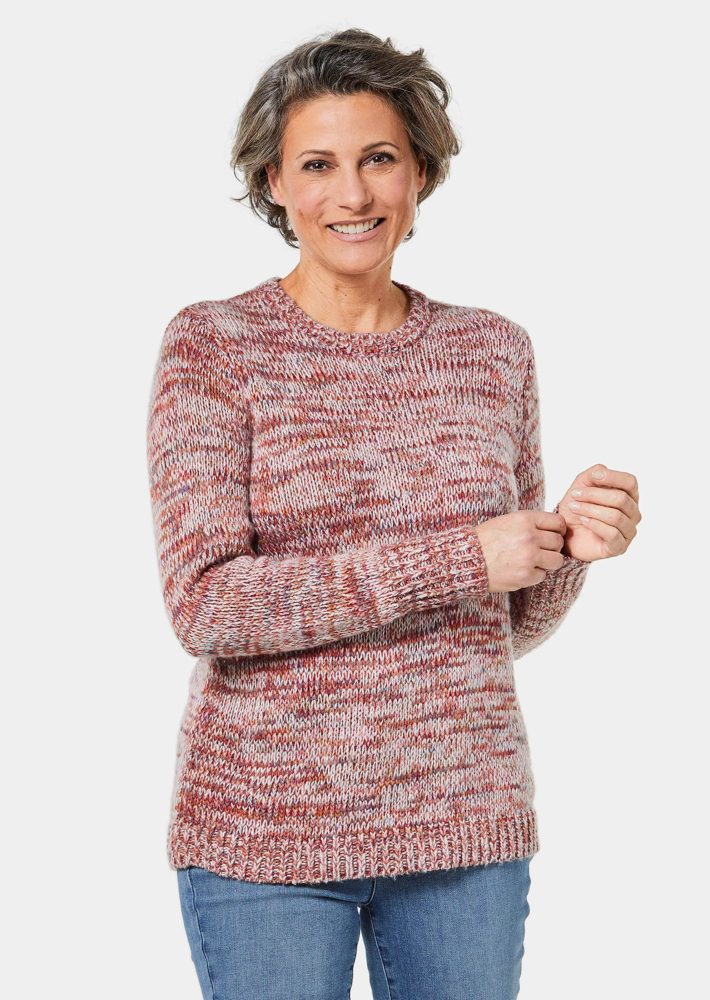 Multicolor-Pullover - rostrot - Gr. 44 von Goldner Fashion