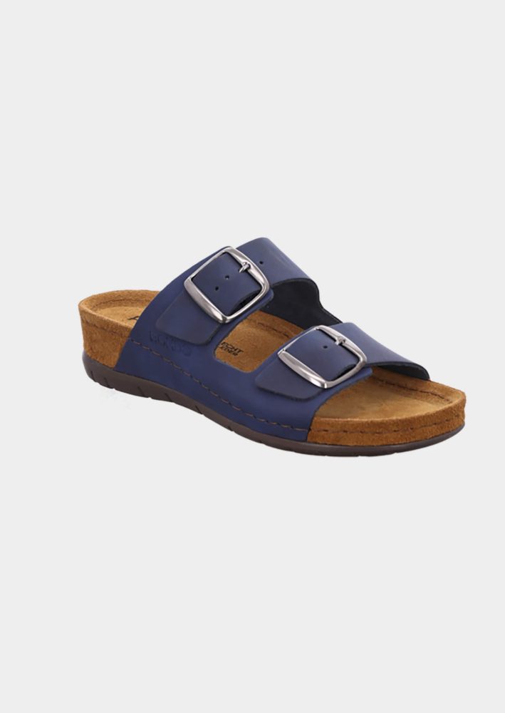 Leder-Pantoletten mit verstellbaren Schnallen - blau - Gr. 40 von Goldner Fashion