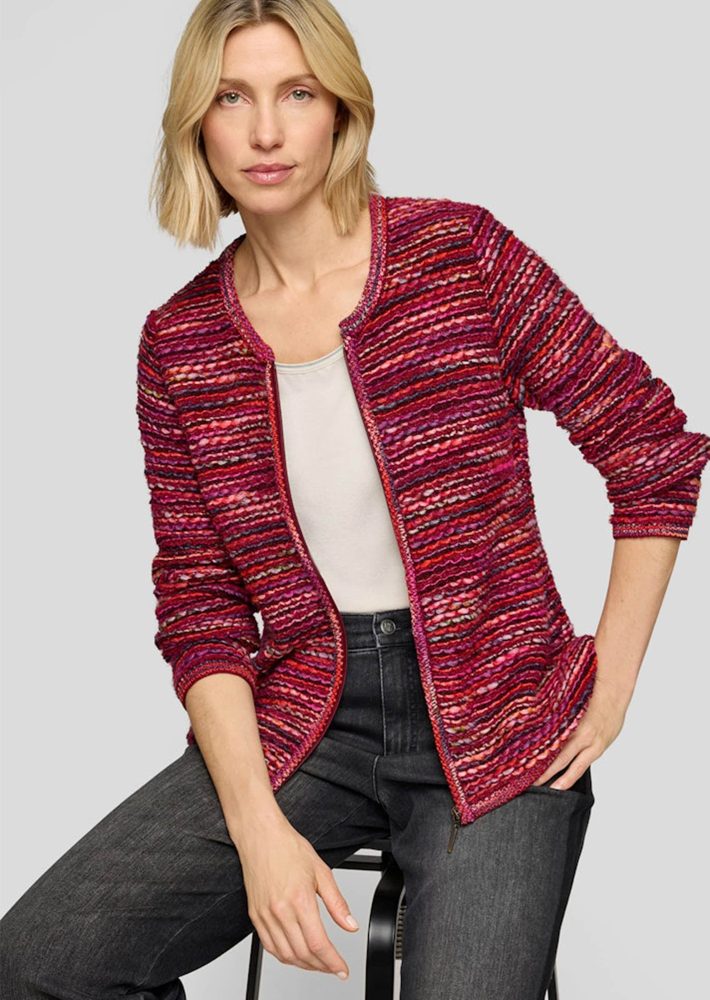 Strickjacke in Multicolor - rot / lila / pink - Gr. 42 von Goldner Fashion