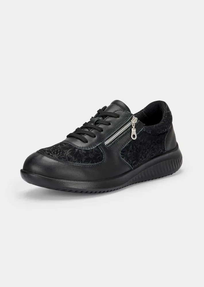 Hallux-Schuhe mit dezentem Blumenprint - schwarz - Gr. 37 von Goldner Fashion