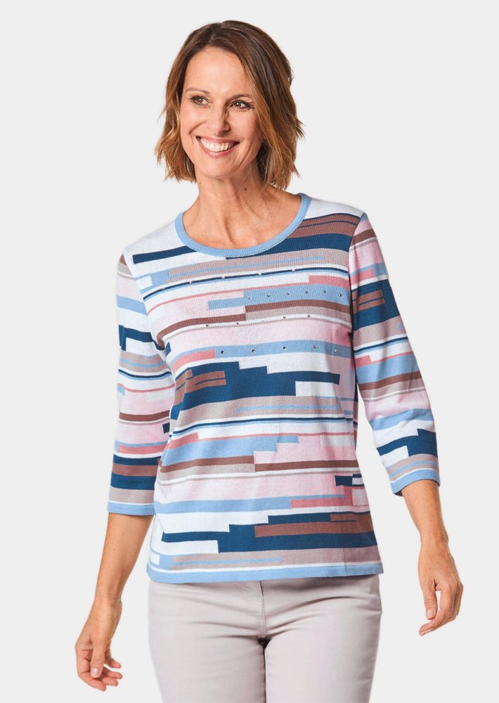 Weicher Pullover mit hochwertiger Intarsie - bunt / gemustert - Gr. 20 von Goldner Fashion