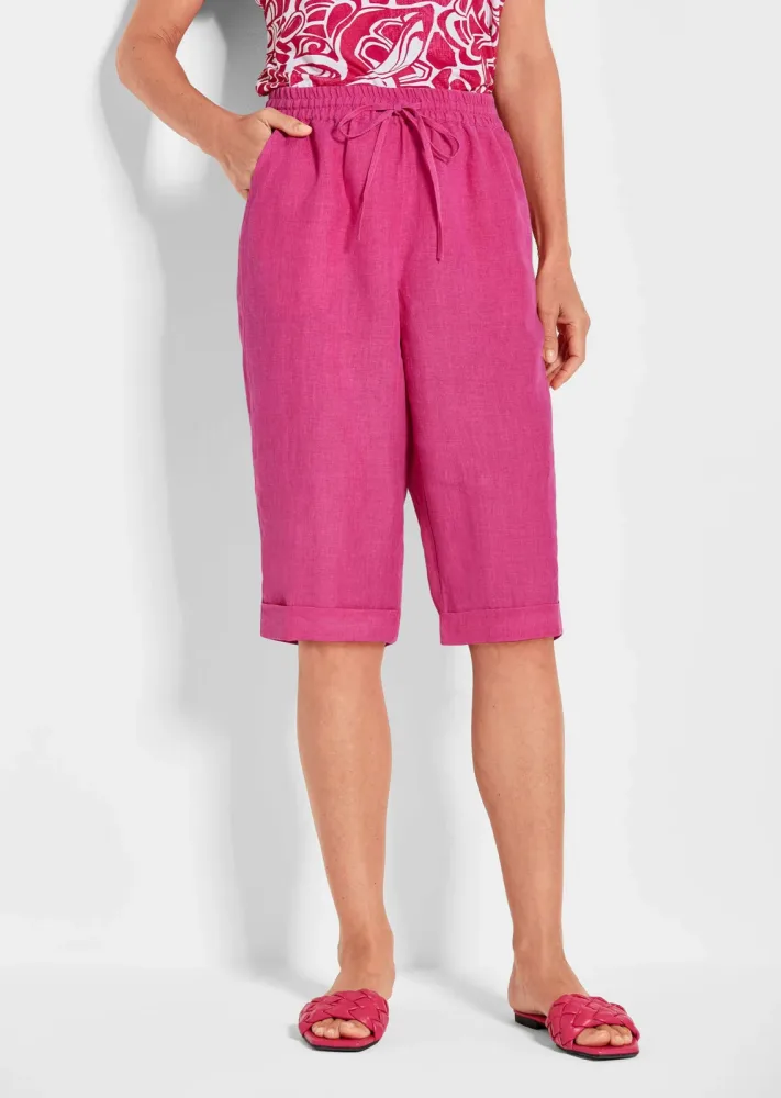 Bermudahose CARLA aus reinem Leinen - pink - Gr. 19 von Goldner Fashion