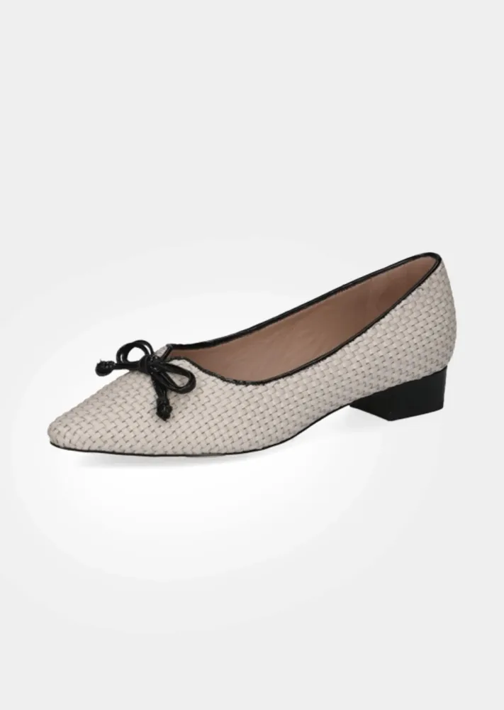 Leder-Pumps in Flechtoptik mit Blockabsatz - cremeweiss - Gr. 8 von Goldner Fashion