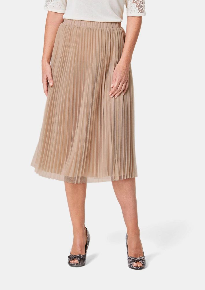 Festlicher Plisseerock aus schimmerndem Mesh - goldfarben - Gr. 22 von Goldner Fashion