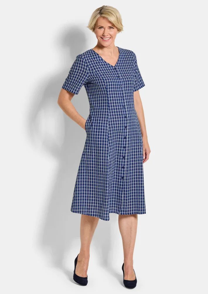 Kleid - blau / weiss / gemustert - Gr. 25 von Goldner Fashion