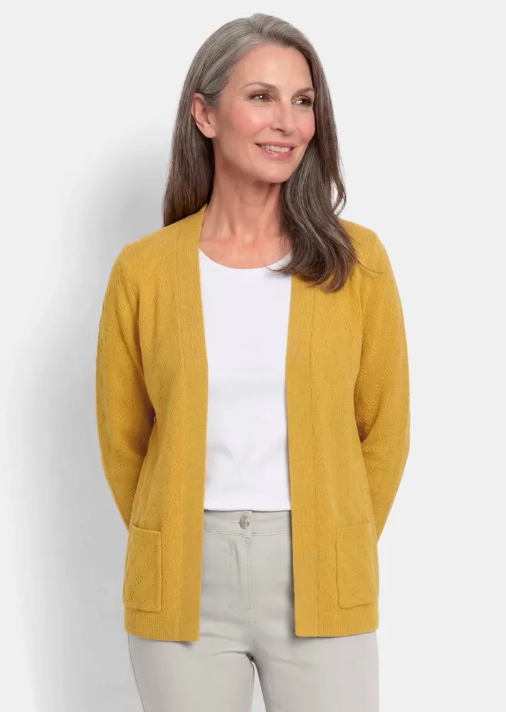 Cardigan aus reiner Baumwolle - honig - Gr. 19 von Goldner Fashion