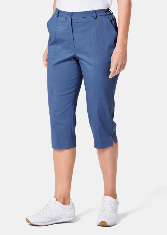 Caprihose CARLA aus Satin - blau - Gr. 21 von Goldner Fashion