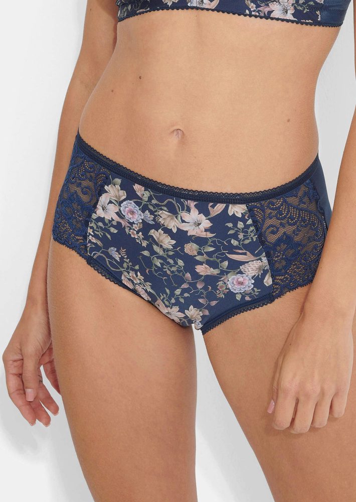 BH ohne Bügel mit Blumenmuster - dunkelblau / geblümt - Gr. 100 C von Goldner Fashion