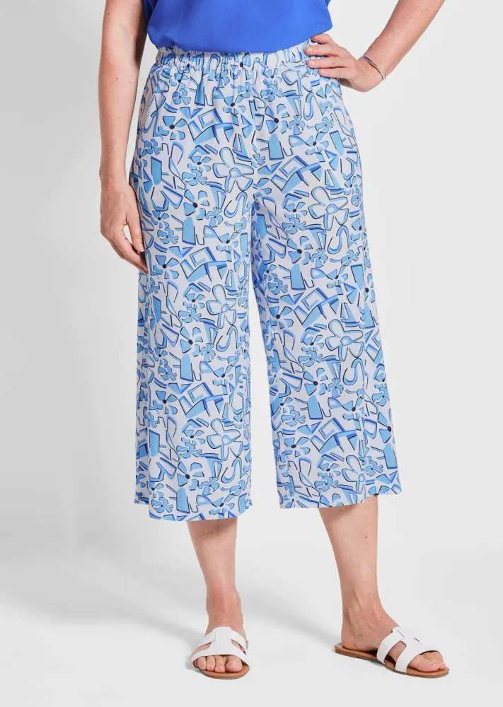 Culotte VERA aus reiner Viskose - royalblau / weiss / gemustert - Gr. 275 von Goldner Fashion