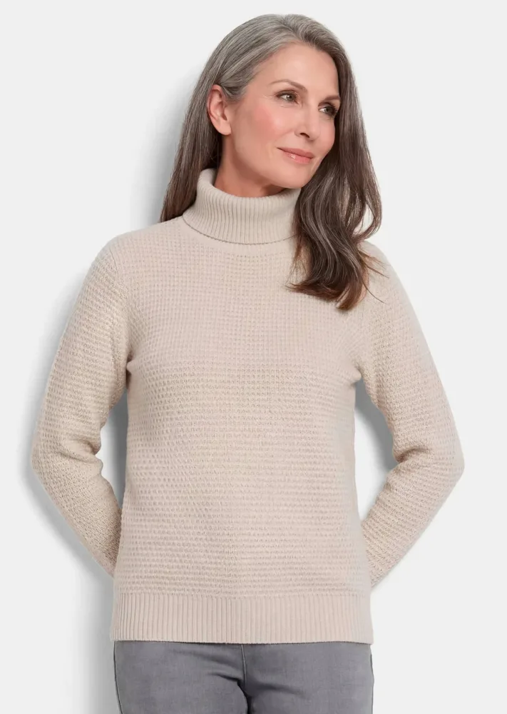 Warmer Strickpullover mit Rollkragen - stein - Gr. 19 von Goldner Fashion