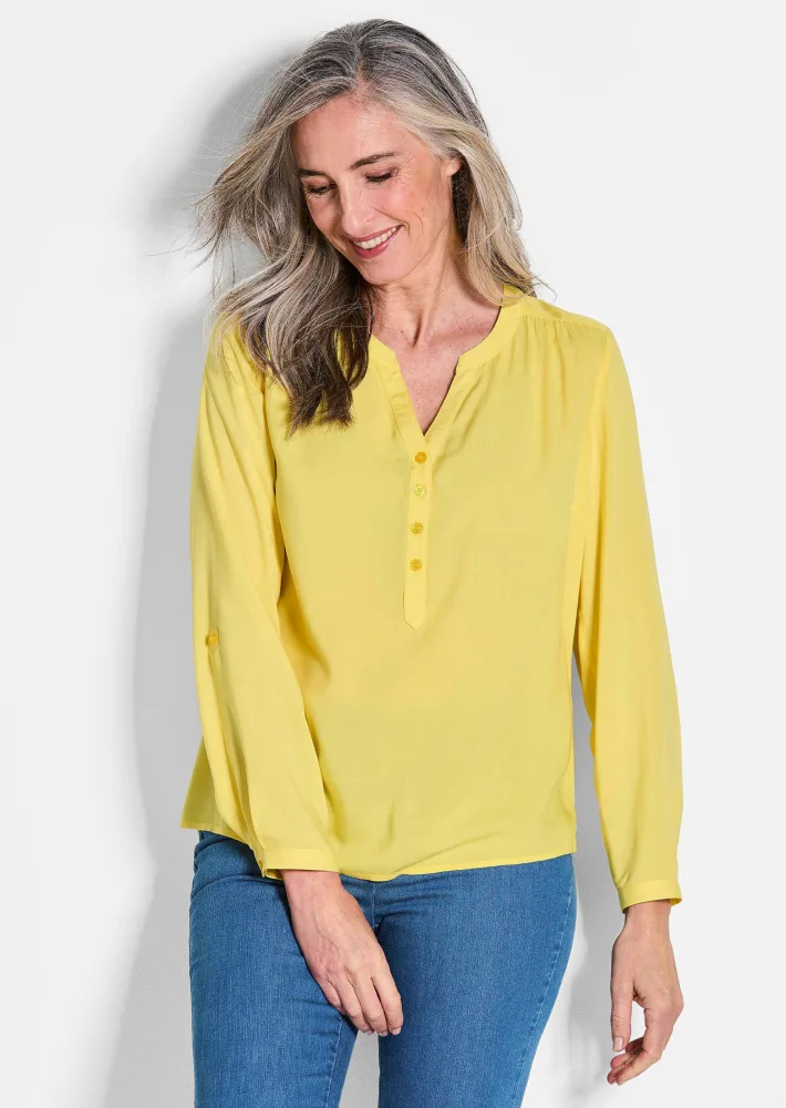 Bluse aus reiner Viskose - gelb - Gr. 19 von Goldner Fashion