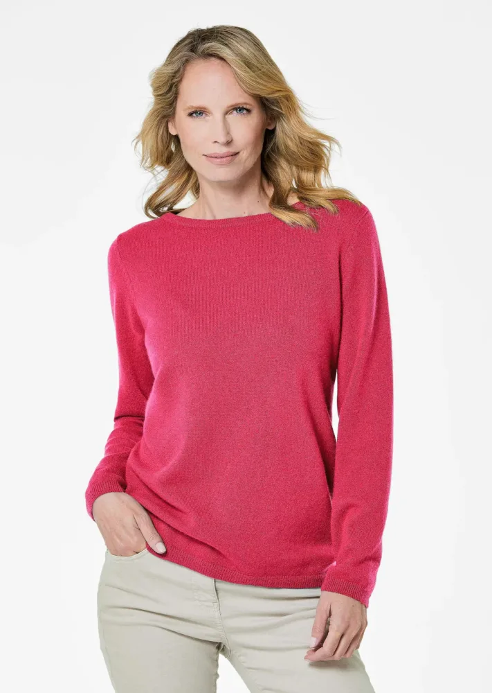 Kaschmirpullover mit U-Boot Ausschnitt - pink - Gr. 23 von Goldner Fashion