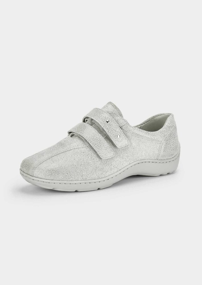 Halbschuhe mit verstellbarem Klettverschluss - stein - Gr. 6 von Goldner Fashion