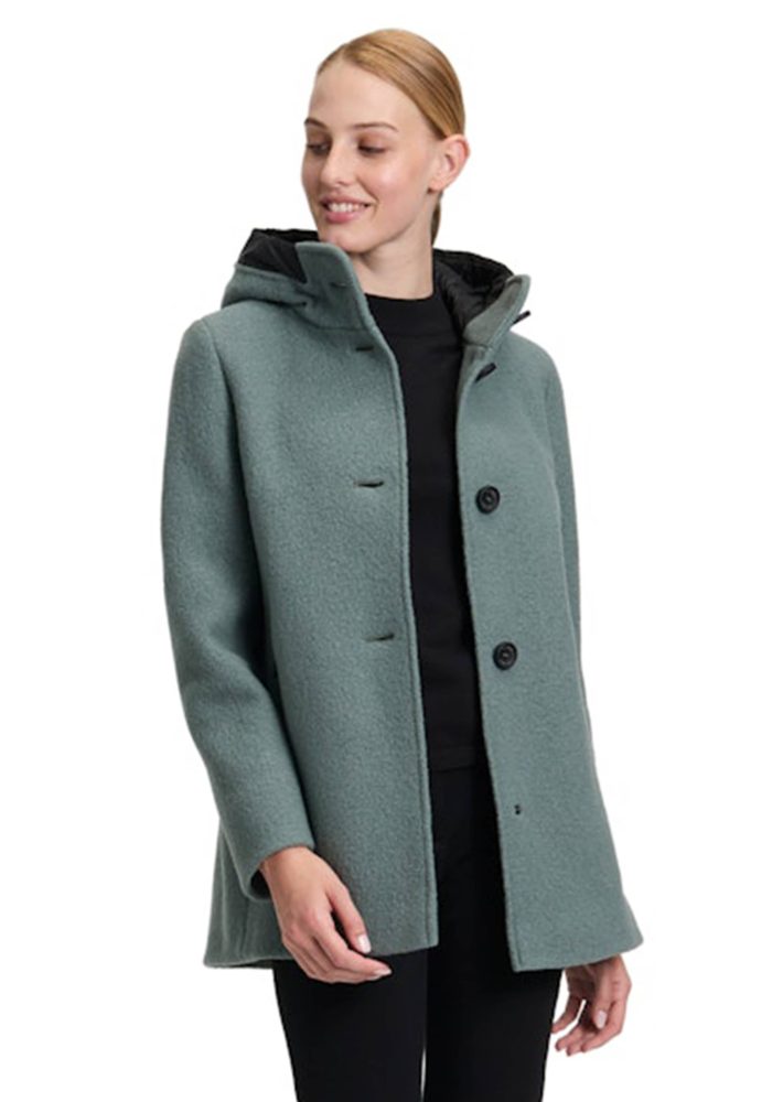 Schurwolljacke in modischer A-Linie - graugrün - Gr. 42 von Goldner Fashion